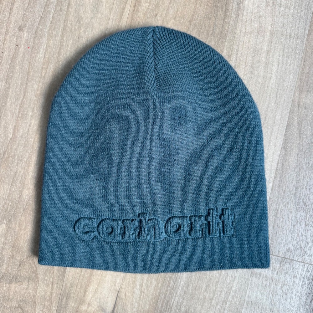 Carhartt Unisex Teal Blue Embossed Logo Knit Beanie Hat AH7002-M OS